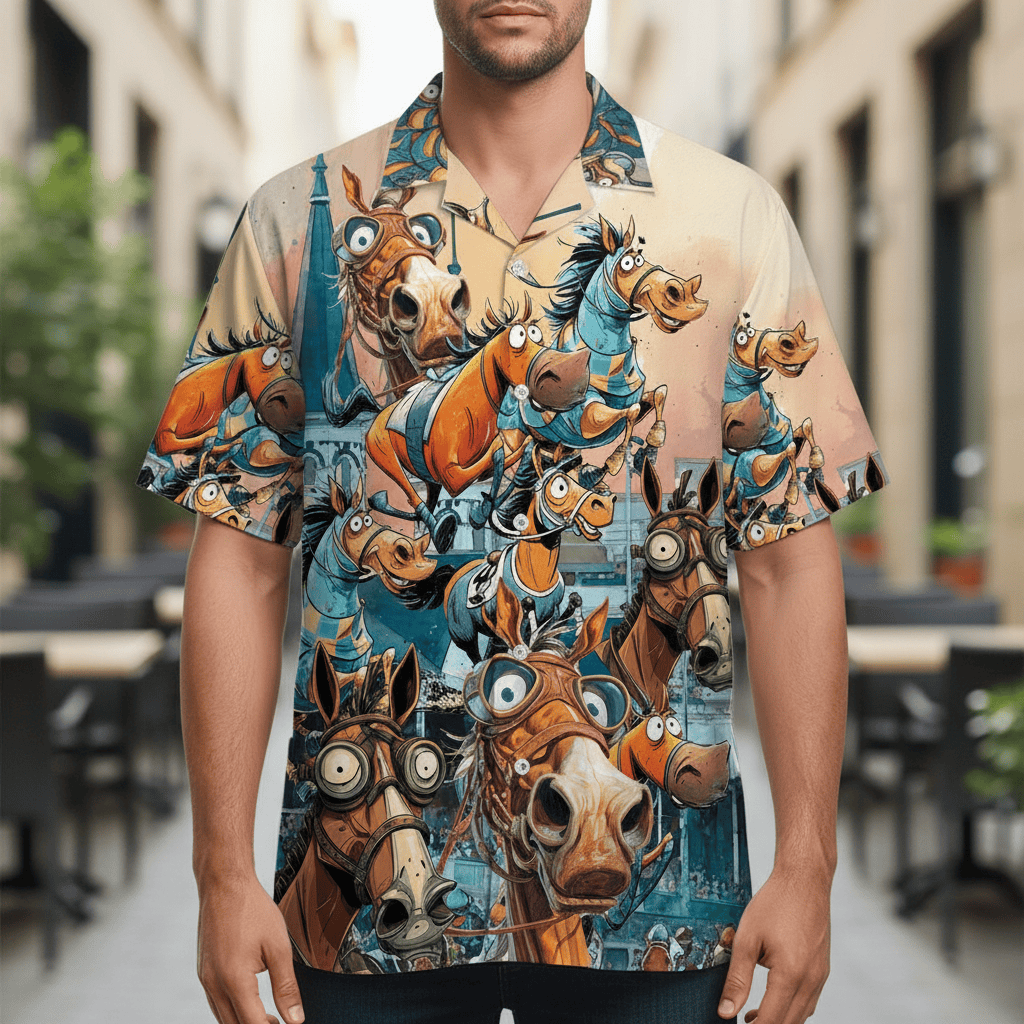 Festive Horse Racing Hawaiian Shirt