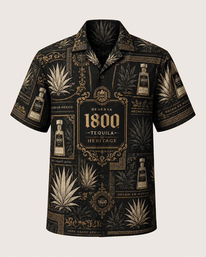 1800 Tequila Black & Gold Heritage Hawaiian Shirt