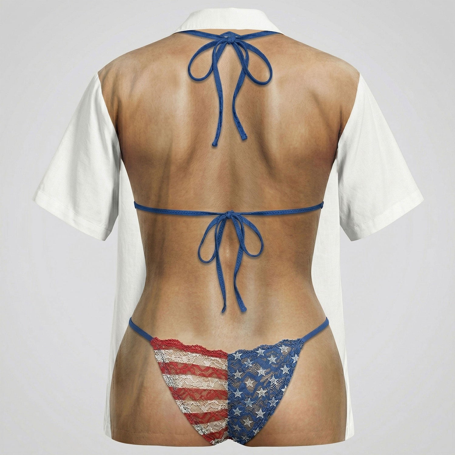 Funny American Flag Bikini Hawaiian Shirt