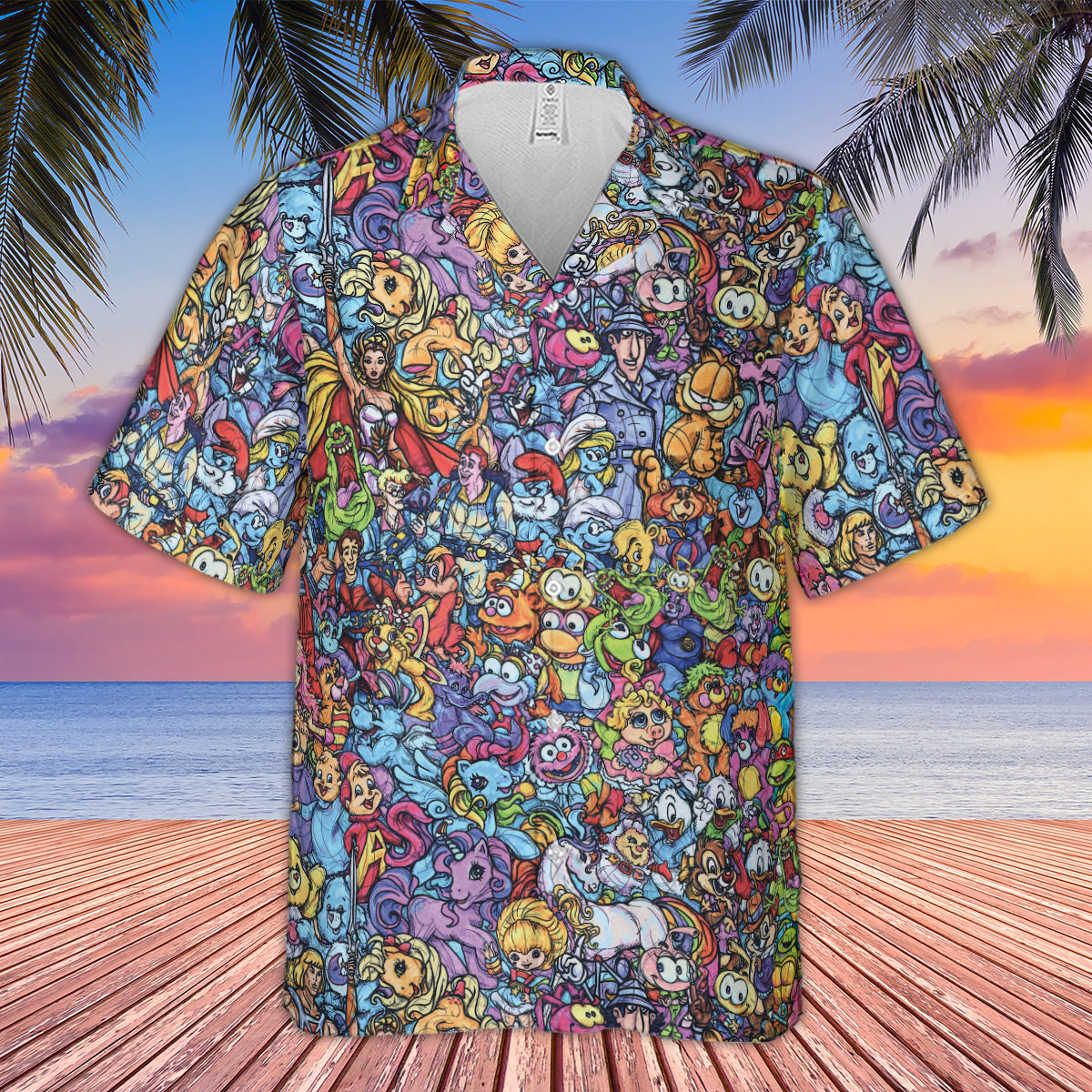 80s Throwback Cartoon Pattern Hawaiian Shirt