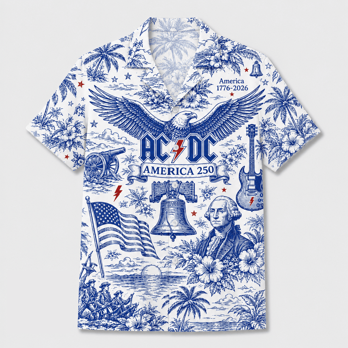 AC/DC America 250 Eagle Flag Hawaiian Shirt