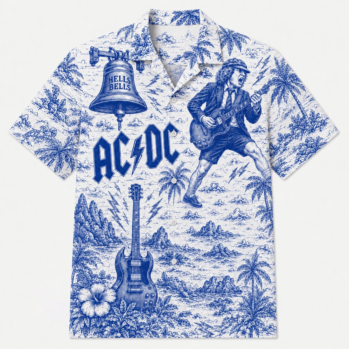 AC/DC Blue Toile Hawaiian Shirt