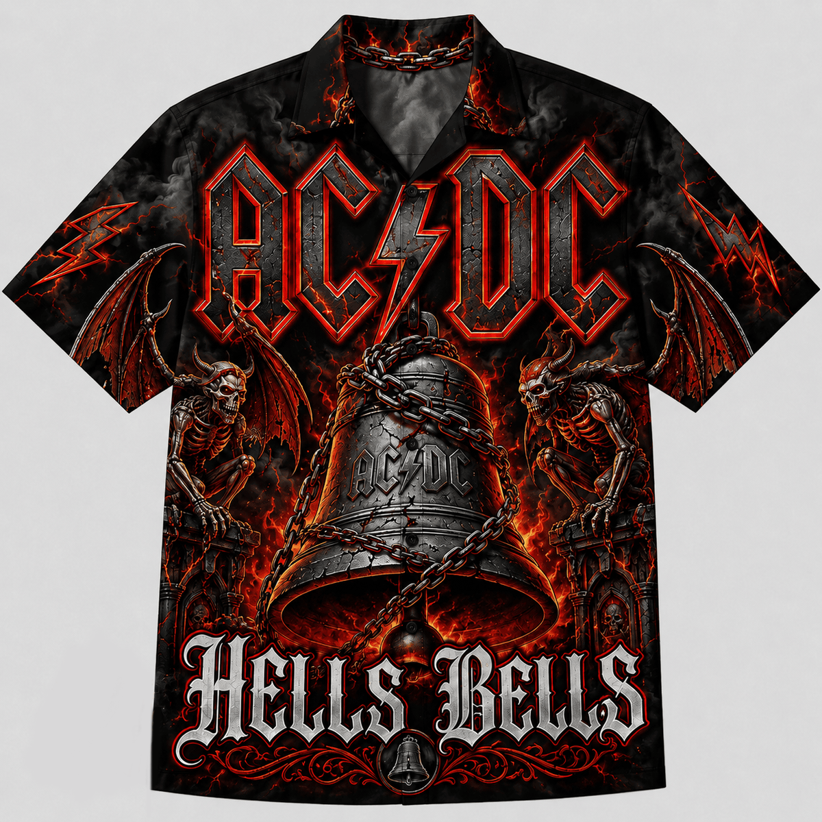 AC/DC Hells Bells Demon Bell Hawaiian Shirt