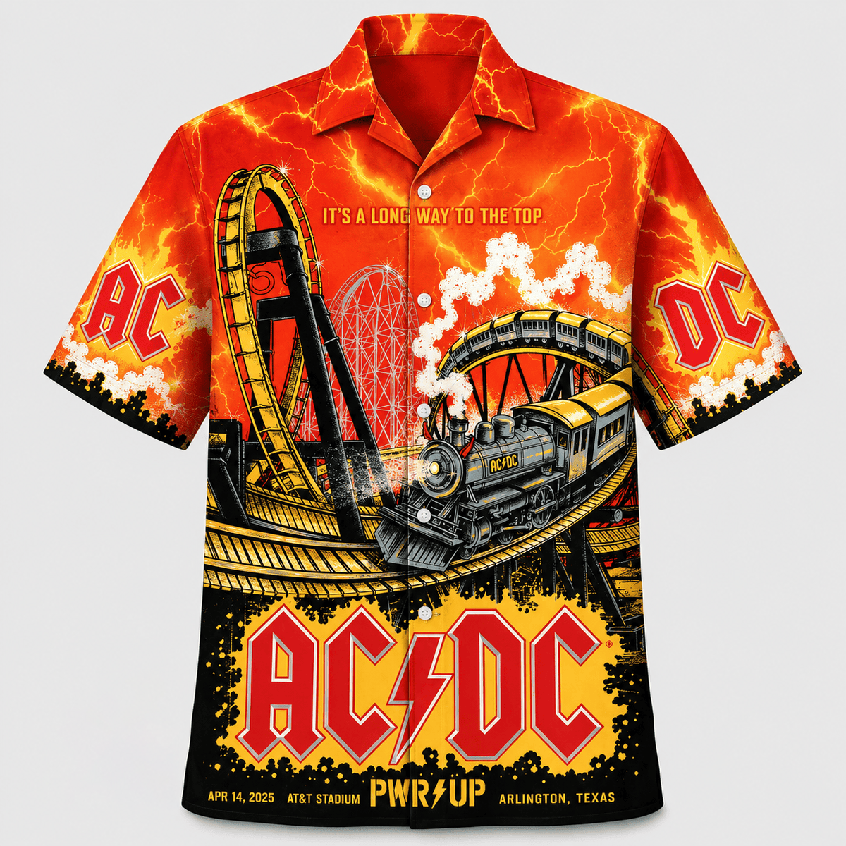 AC/DC PWR UP Roller Coaster Train Hawaiian Shirt