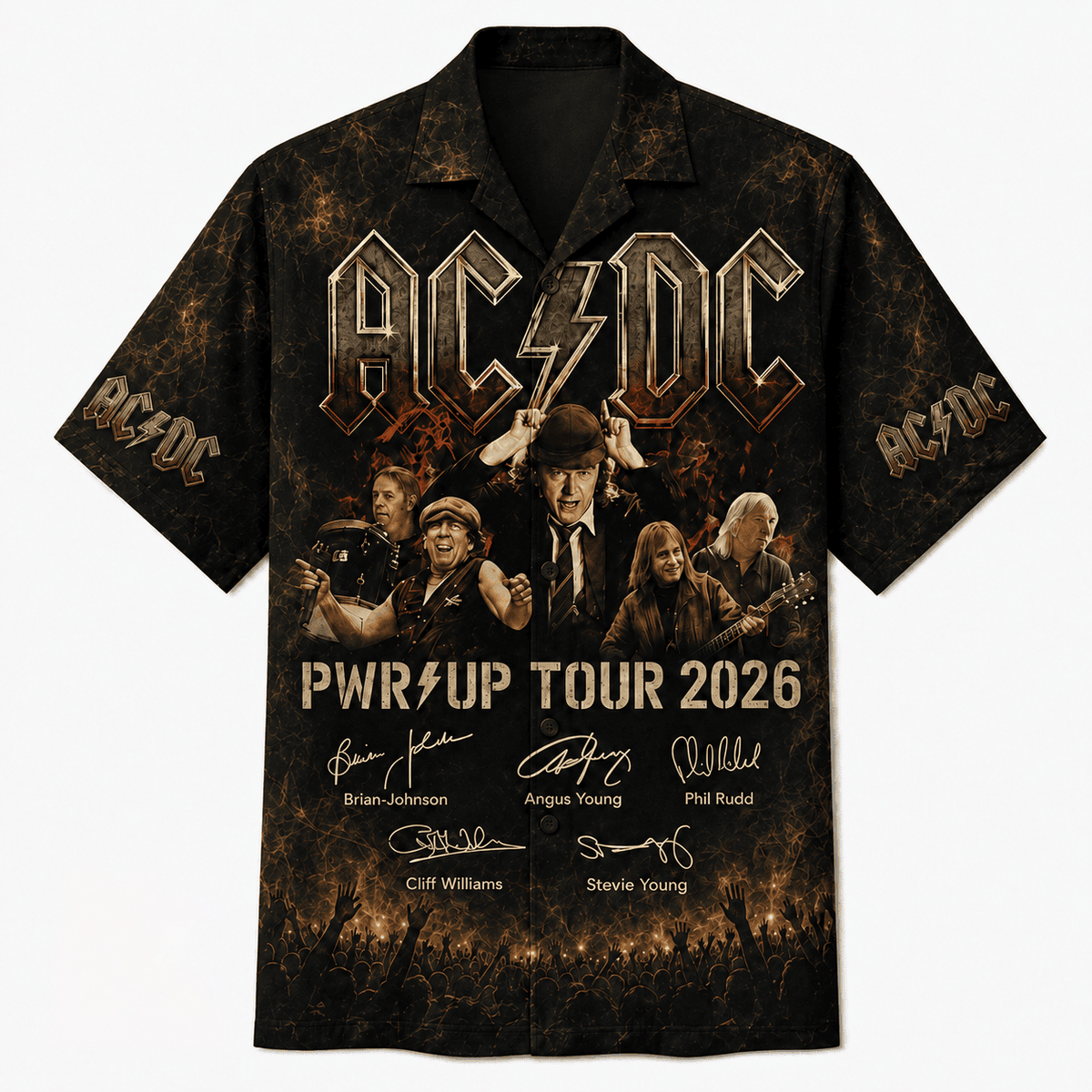 AC/DC PWR UP Tour 2026 Signature Band Hawaiian Shirt