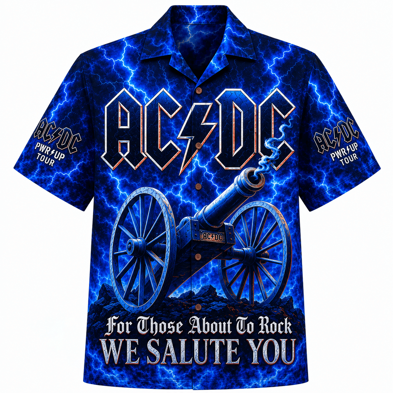AC/DC PWR UP Tour Blue Lightning Hawaiian Shirt