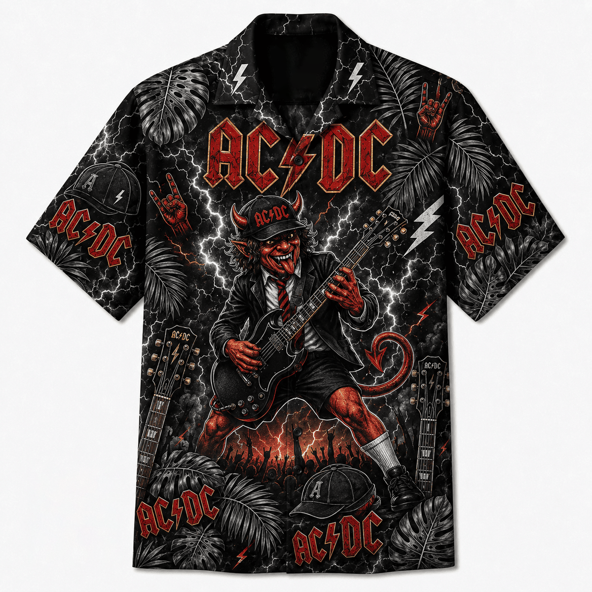 AC/DC Schoolboy Devil Guitar Hawaiian Shirt