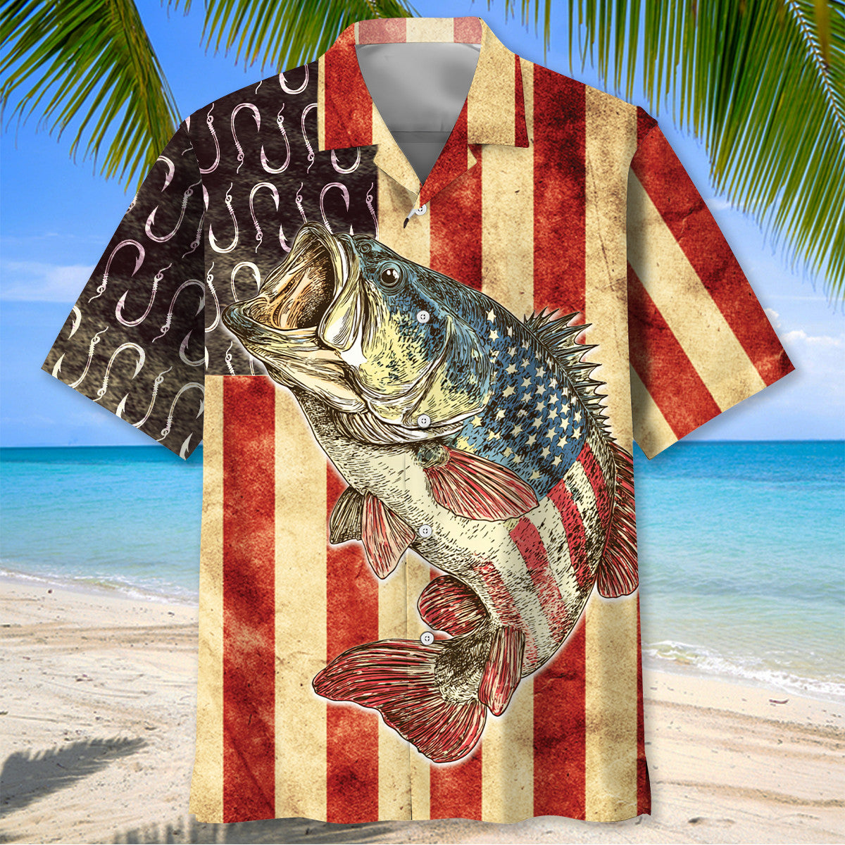 America Fishing Bass Fish Hawaiian Shirt