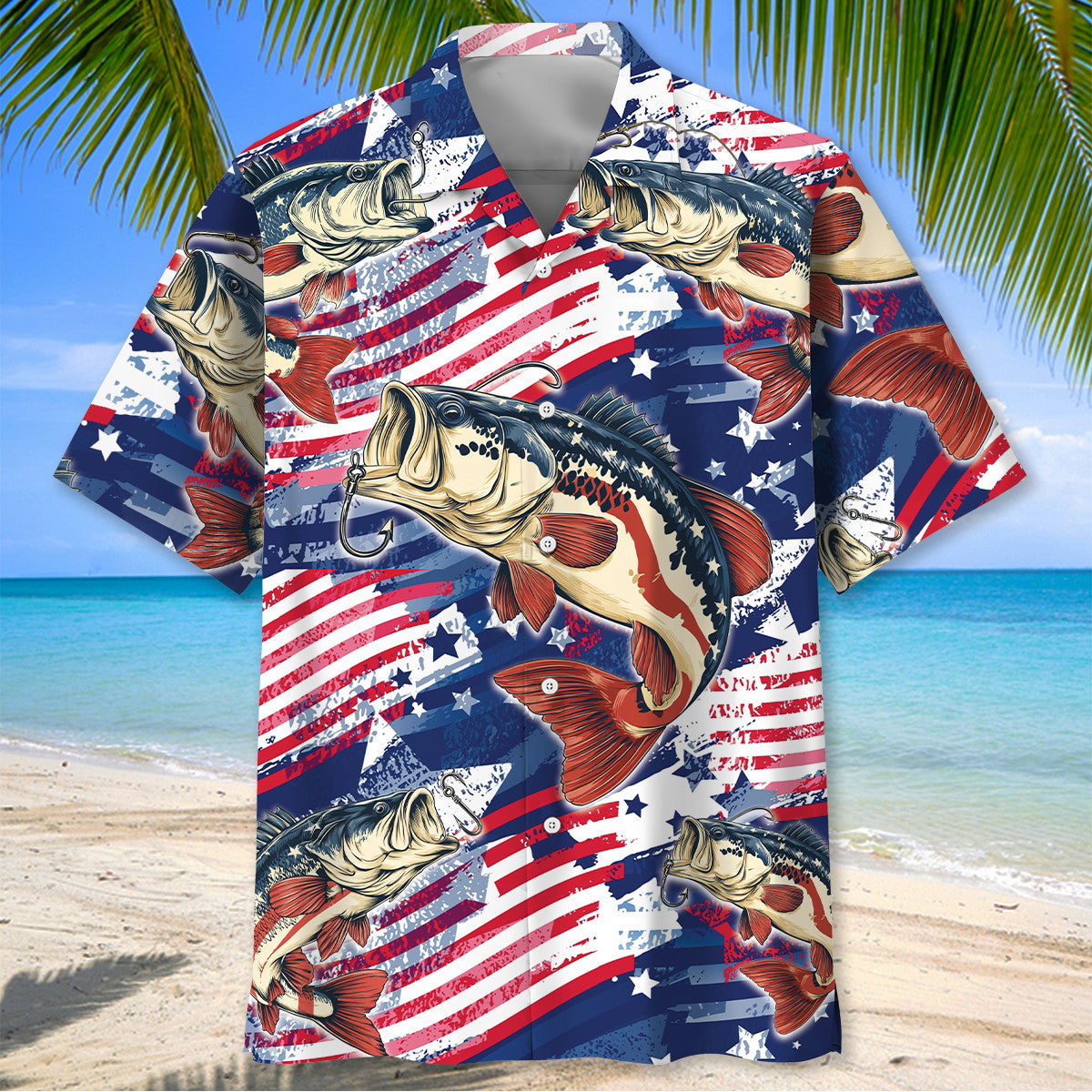 America Fishing Largemouth Bass Fish Hawaiian Shirt
