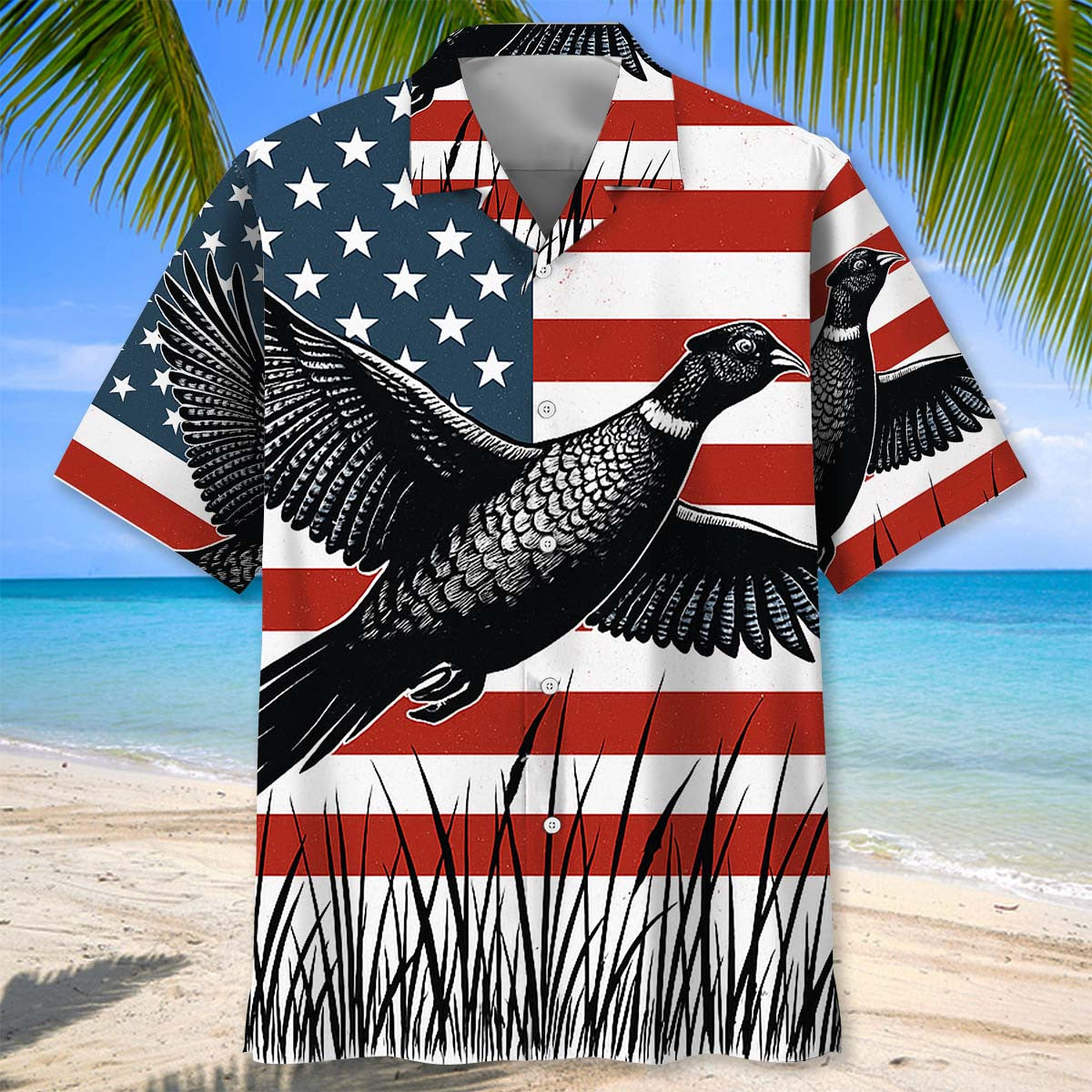America Flag Pheasant Hunting Hawaiian Shirt