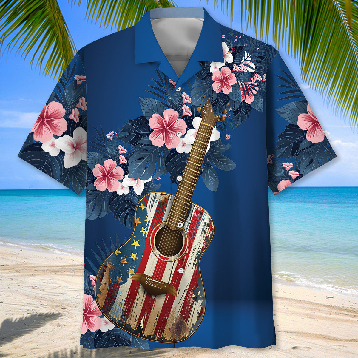America Guitar Tropical Hawaiian Shirt