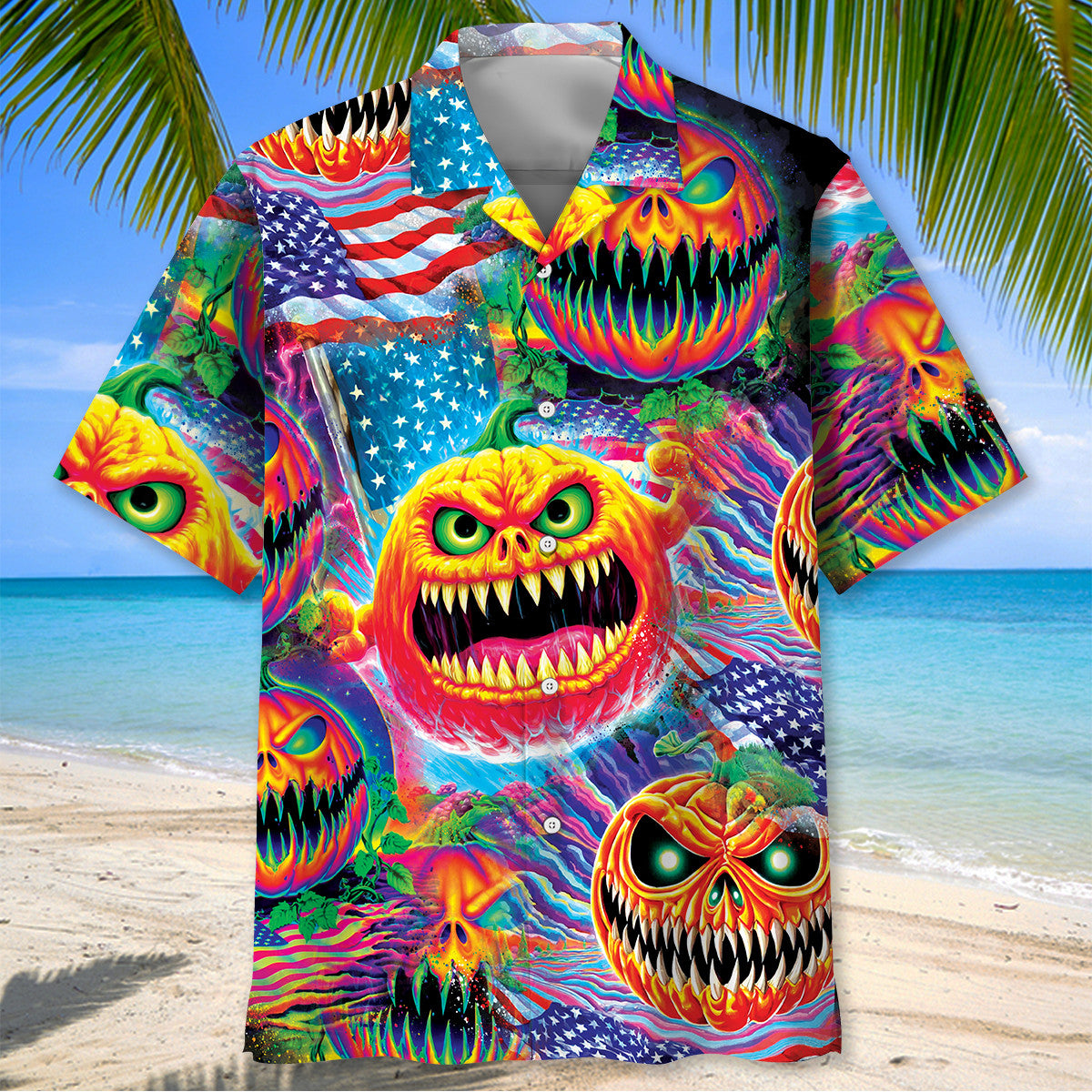 America Horror Lantern Funny Hawaiian Shirt