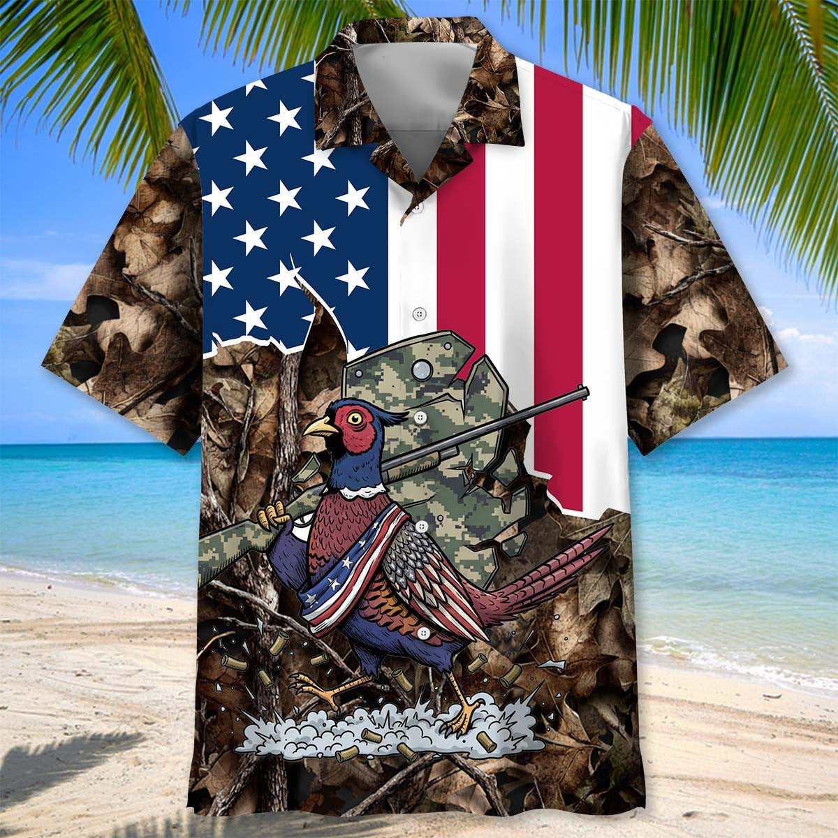 America Pheasant Hunting Camo Hawaiian Shirt