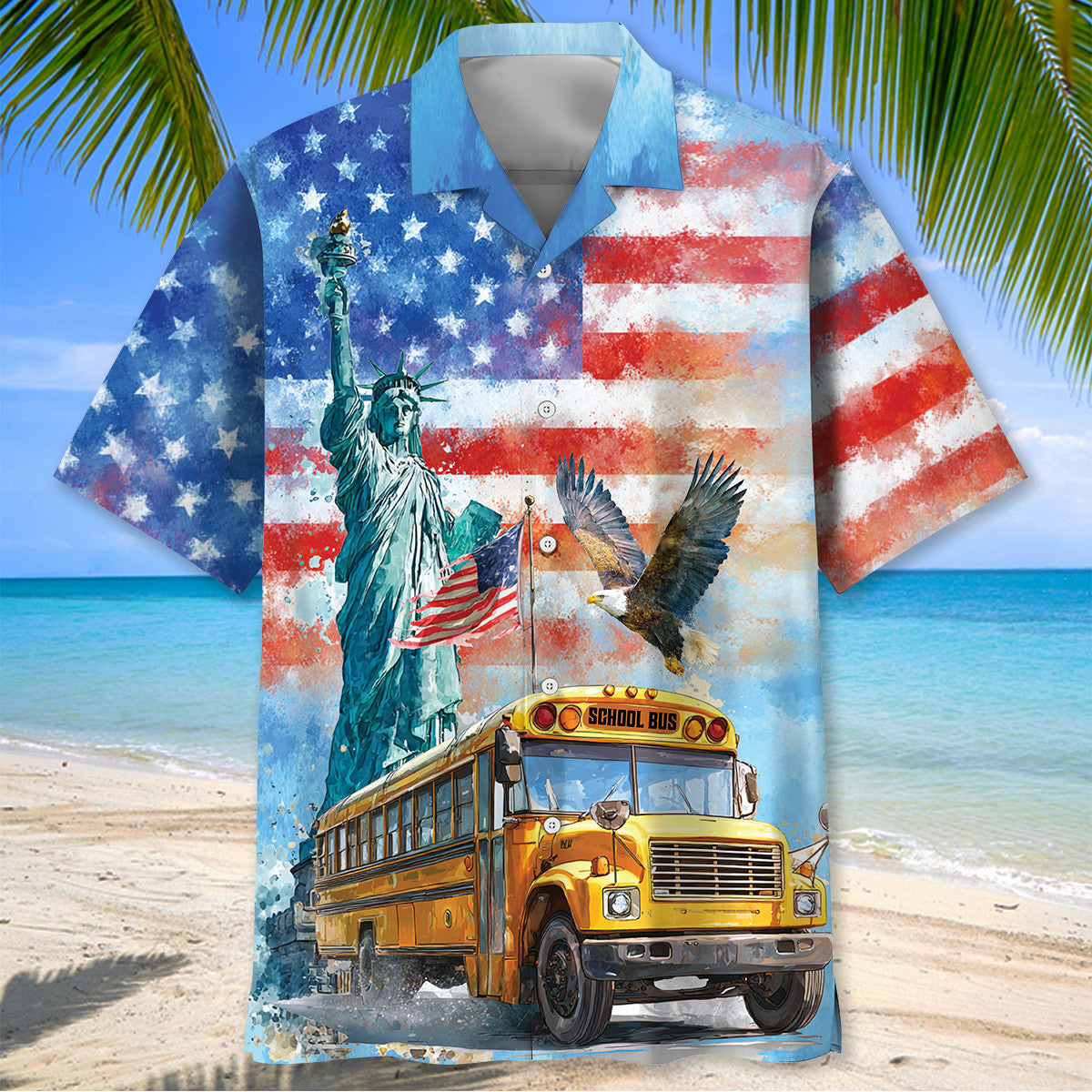 American School Bus Hawaiian Shirt