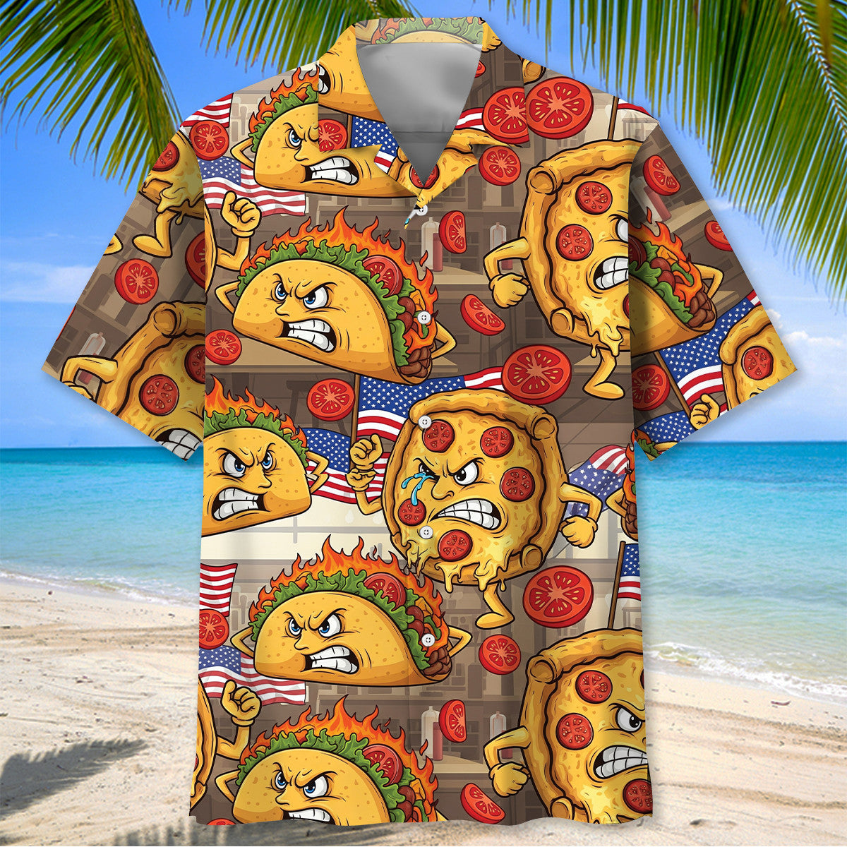 Angry Funny Pizza Tacos Hawaiian Shirt