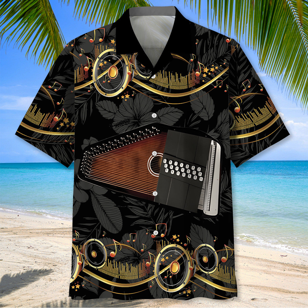 Autoharp Black Music Shirt Hawaiian Shirt