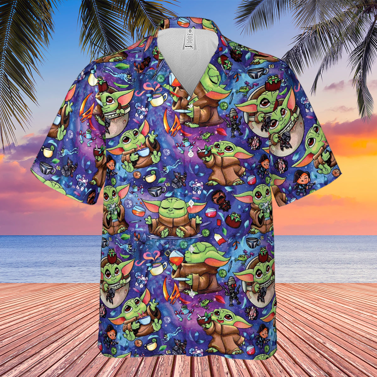Baby Yoda In the Galaxy Hawaiian Shirt