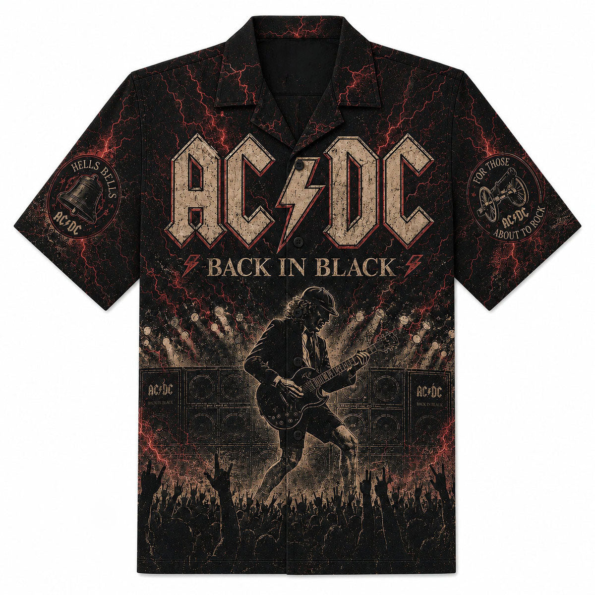 Back In Black Lightning Rock Hawaiian Shirt