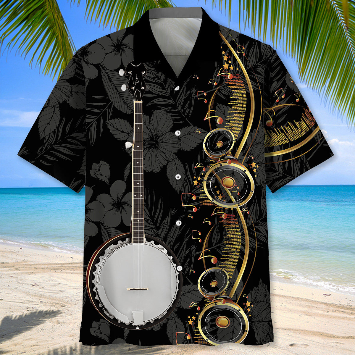 Banjo Black Tropical Hawaiian Shirt