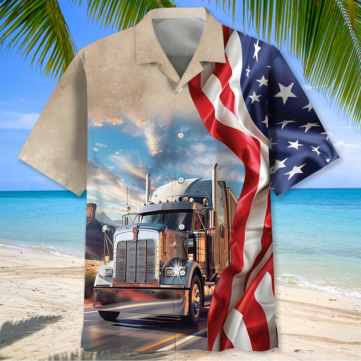Big Truck Patriotic Hawaiian Shirt