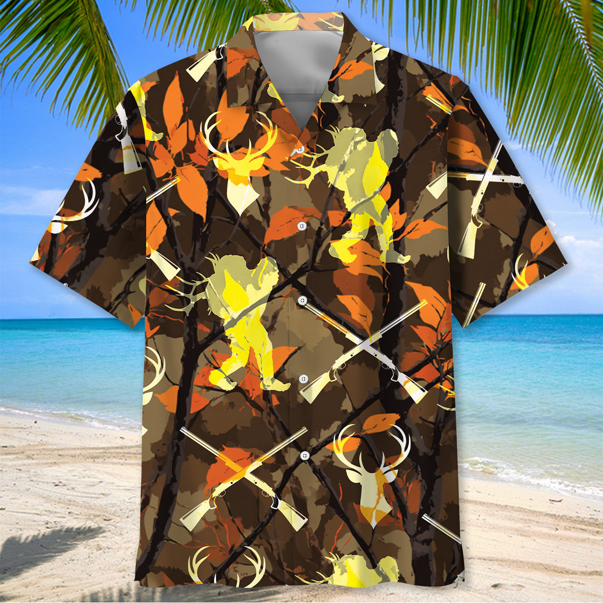 Bigfoot Deer Hunting Hawaiian Shirt