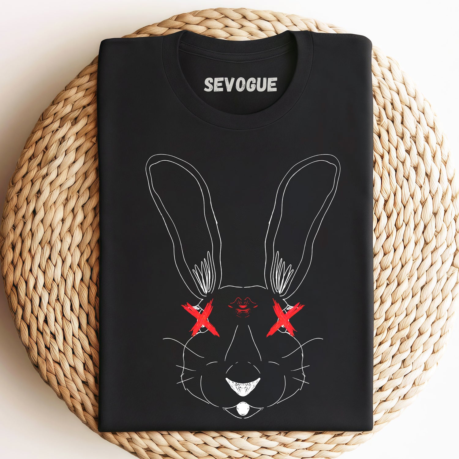 Black Rabbit Outline Unisex Tee, Sweatshirt & Hoodi