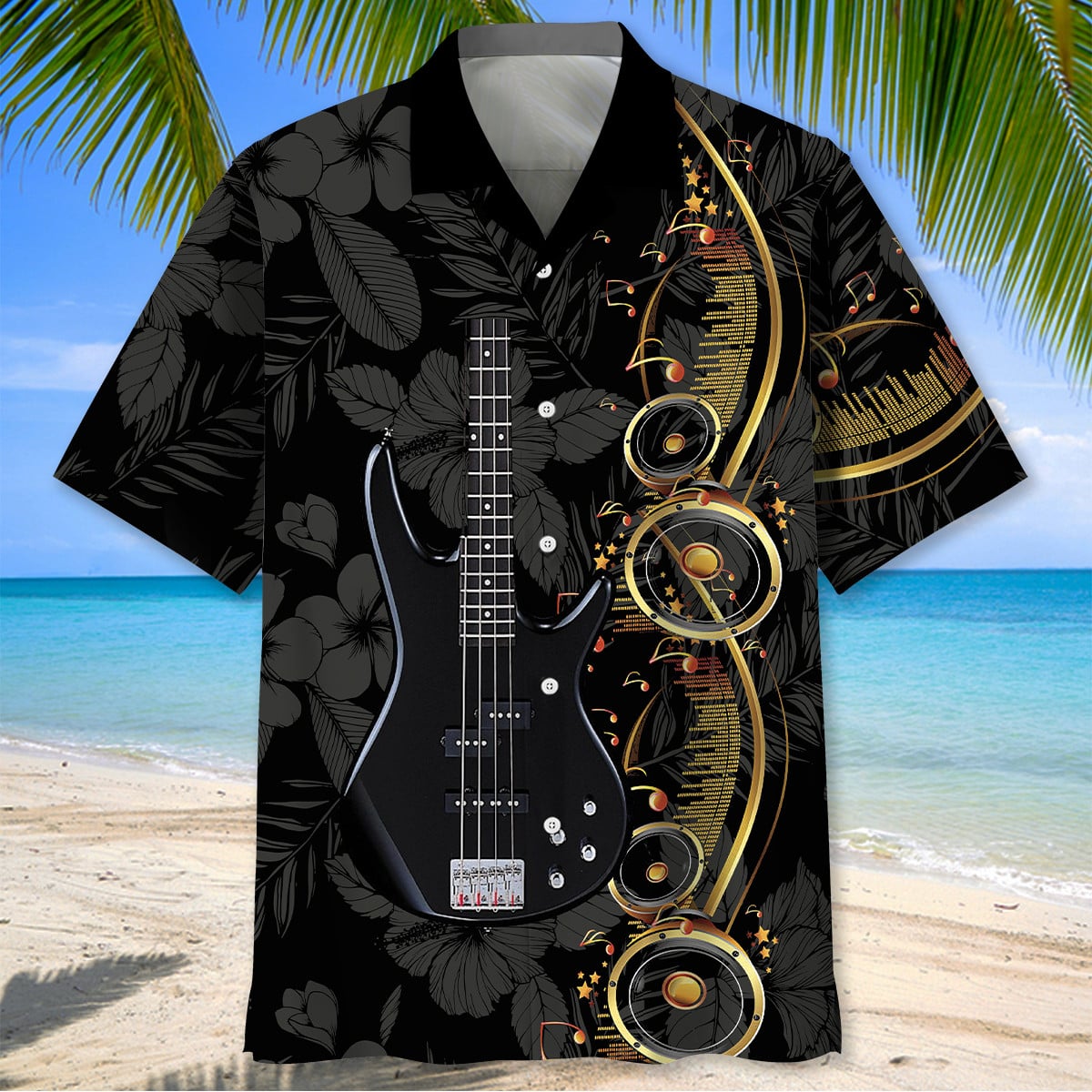 Black Bass Guitar Hawaiian Shirt