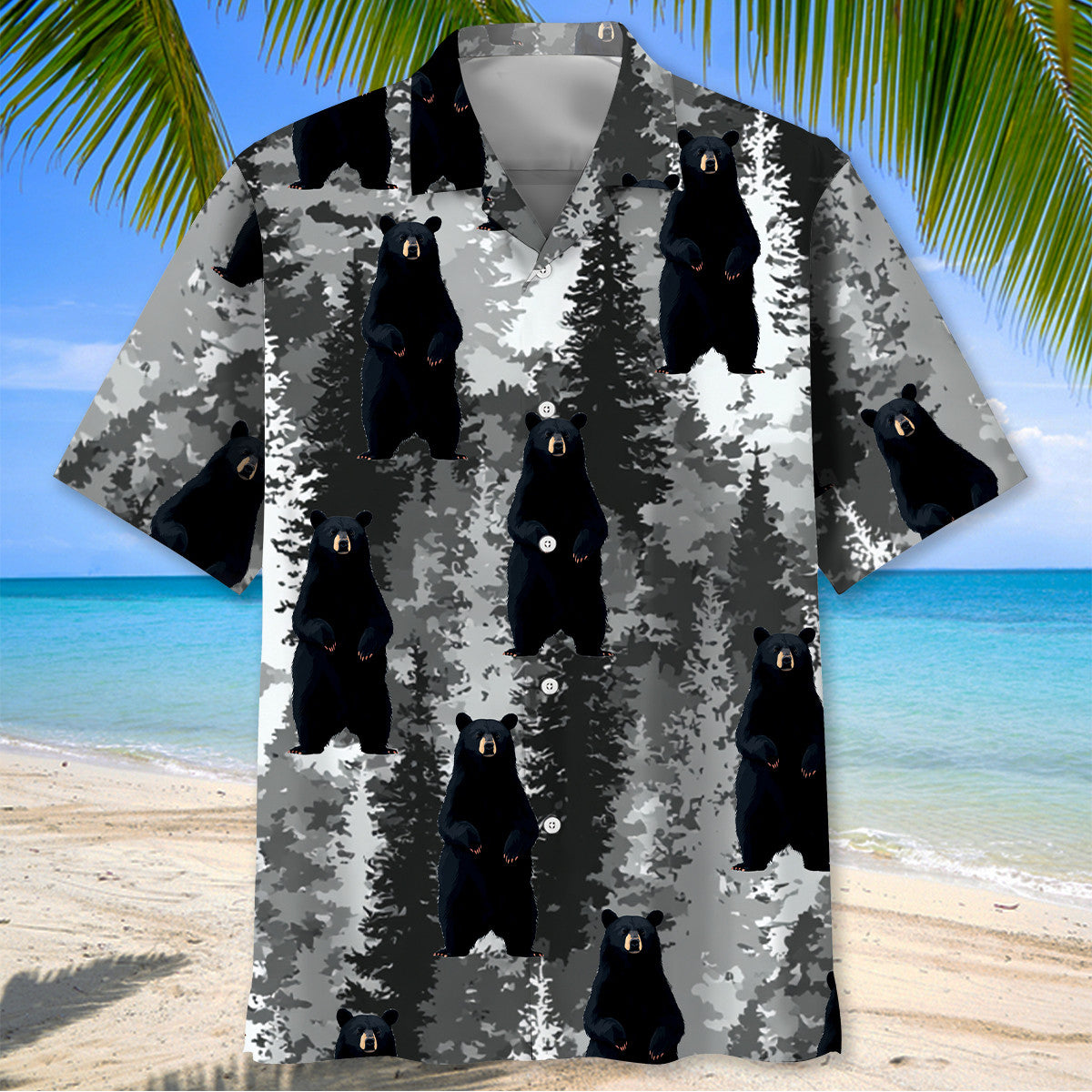 Black Bear Forest Hawaiian Shirt