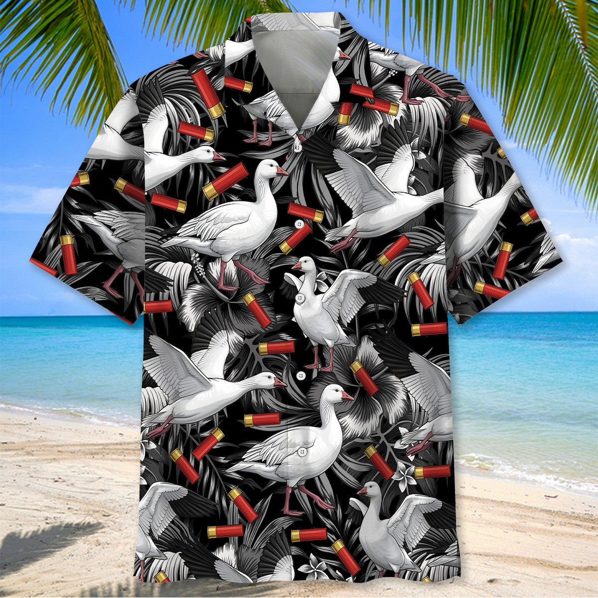 Black Ross Goose Tropical Hawaiian Shirt