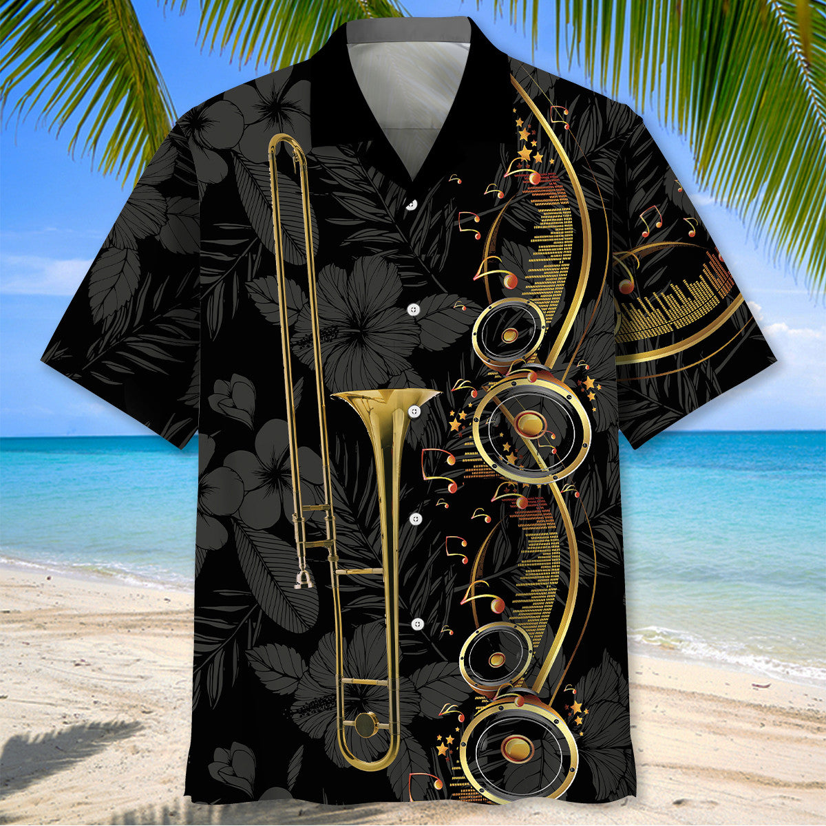 Black Trombone Hawaiian Shirt