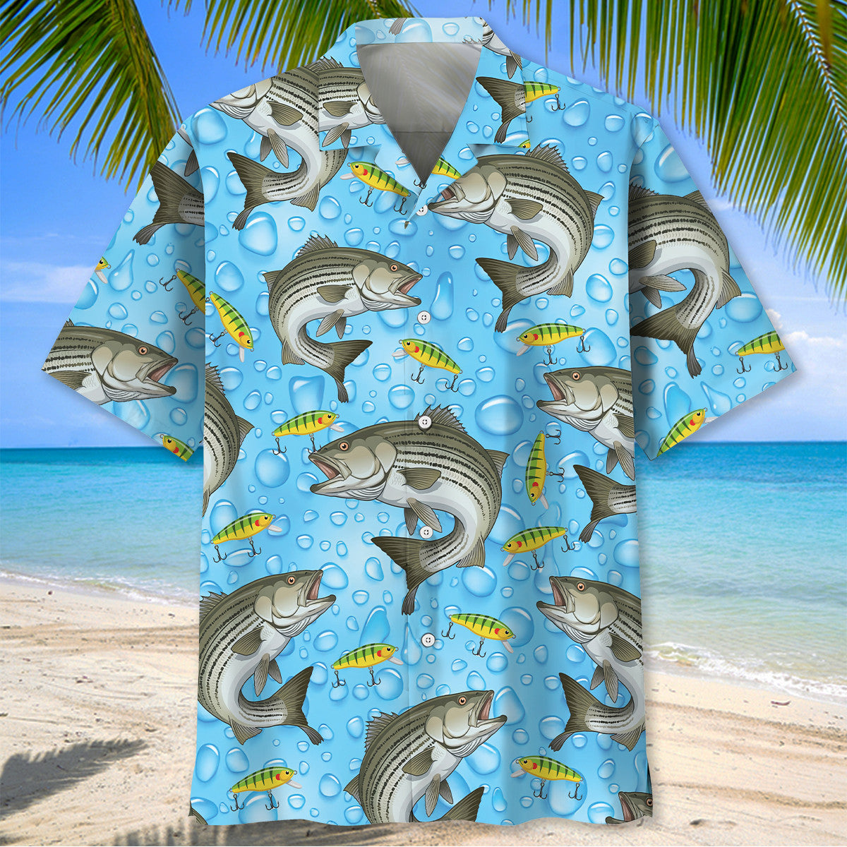 Blue Stripe Bass Hawaiian Shirt