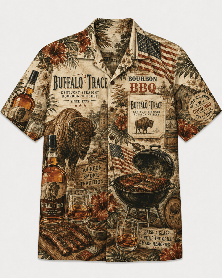 Buffalo Trace Bourbon BBQ Hawaiian Shirt