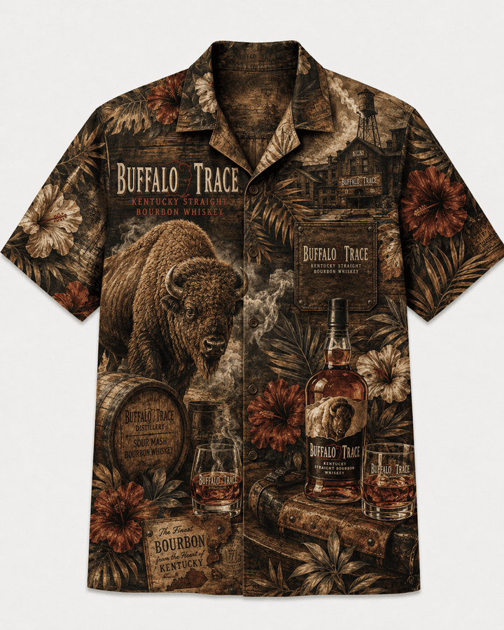 Buffalo Trace Dark Bourbon Heritage Hawaiian Shirt