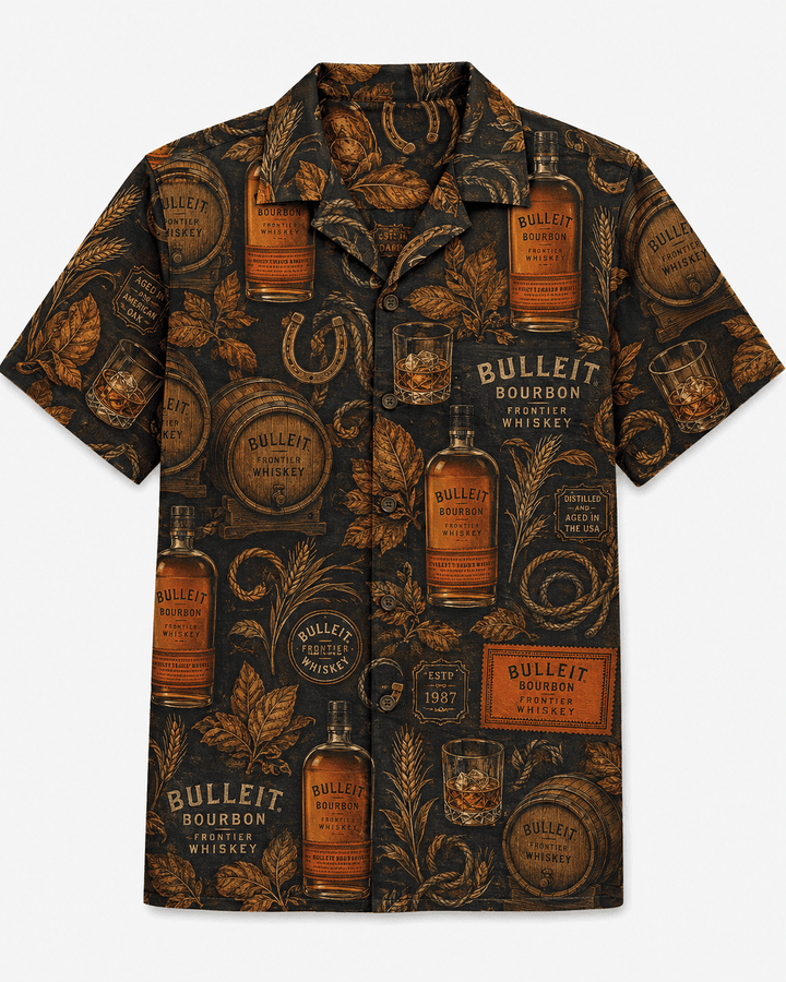 Bulleit Bourbon Vintage Barrel Hawaiian Shirt