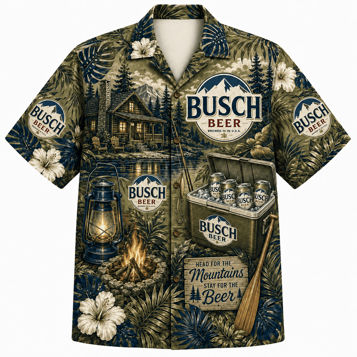 Busch Beer Mountain Camp Hawaiian Shirt