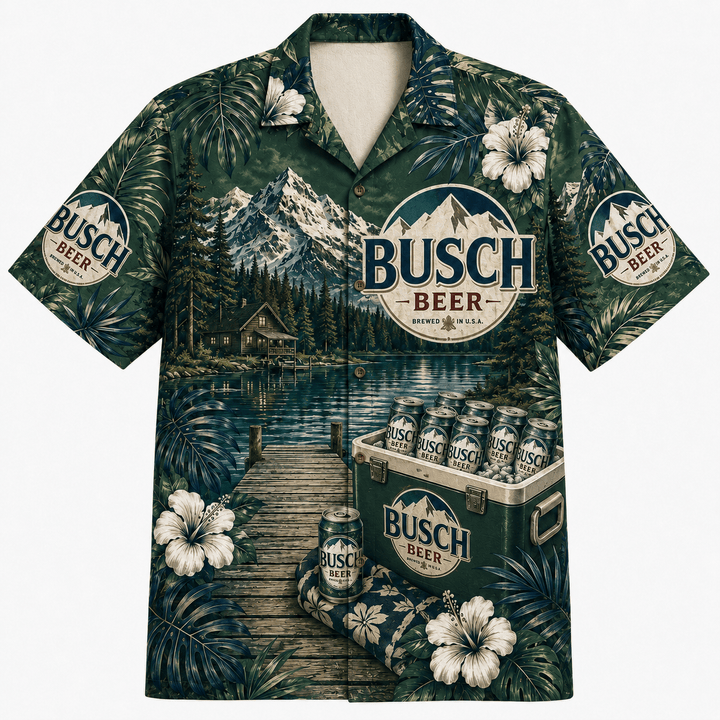 Busch Beer Mountain Lake Hawaiian Shirt