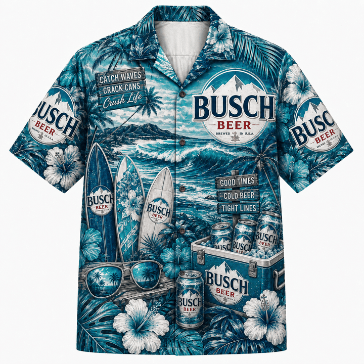 Busch Beer Surf Life Hawaiian Shirt