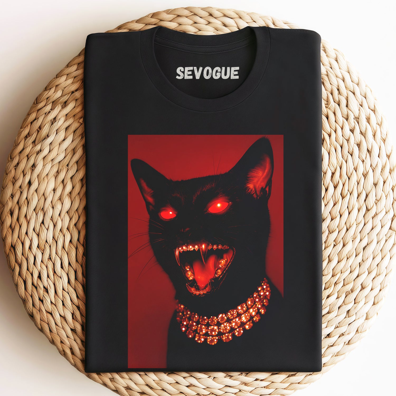 Cat Glowing Red Unisex Tee, Sweatshirt & Hoodie