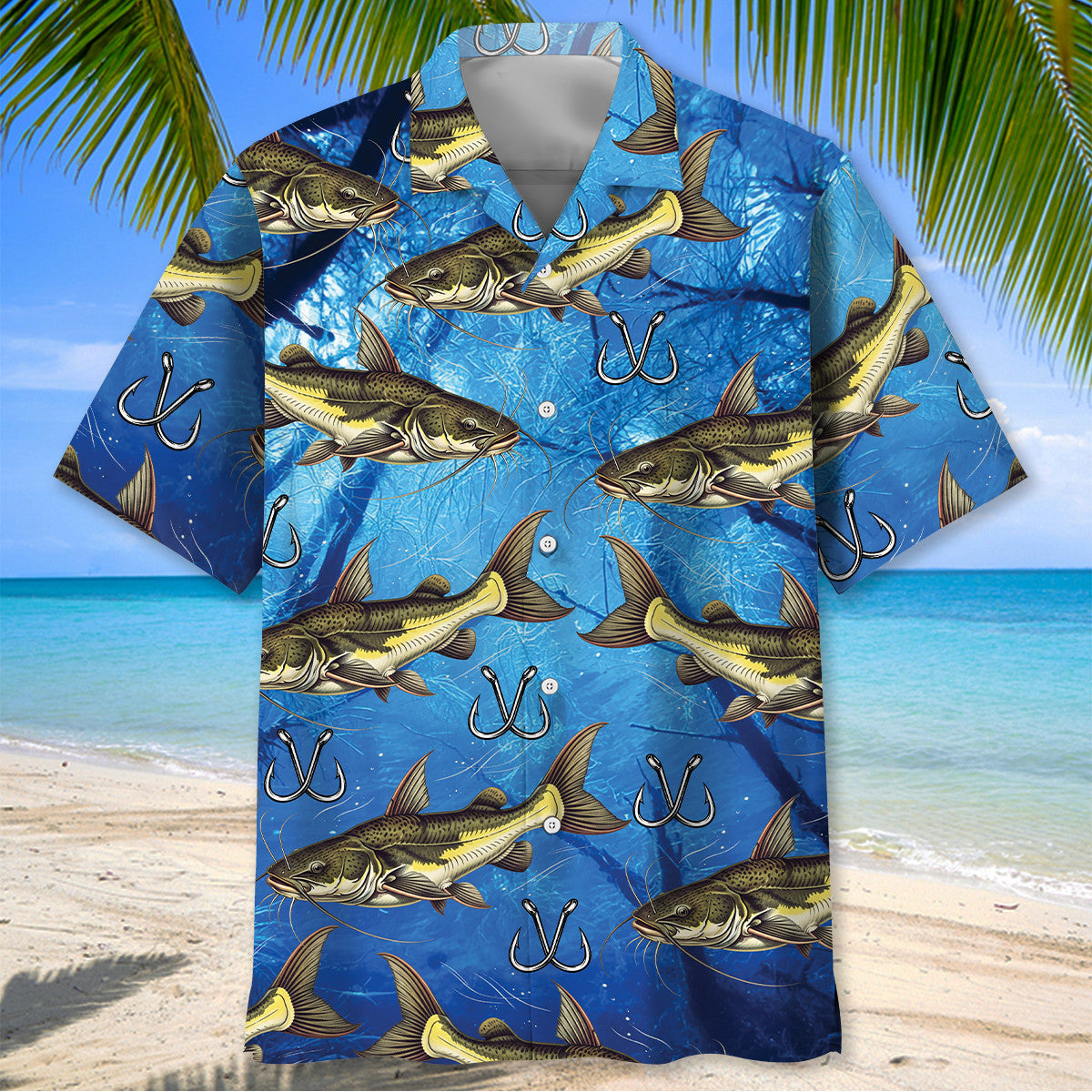 Catfish Fish Blue Hawaiian Shirt