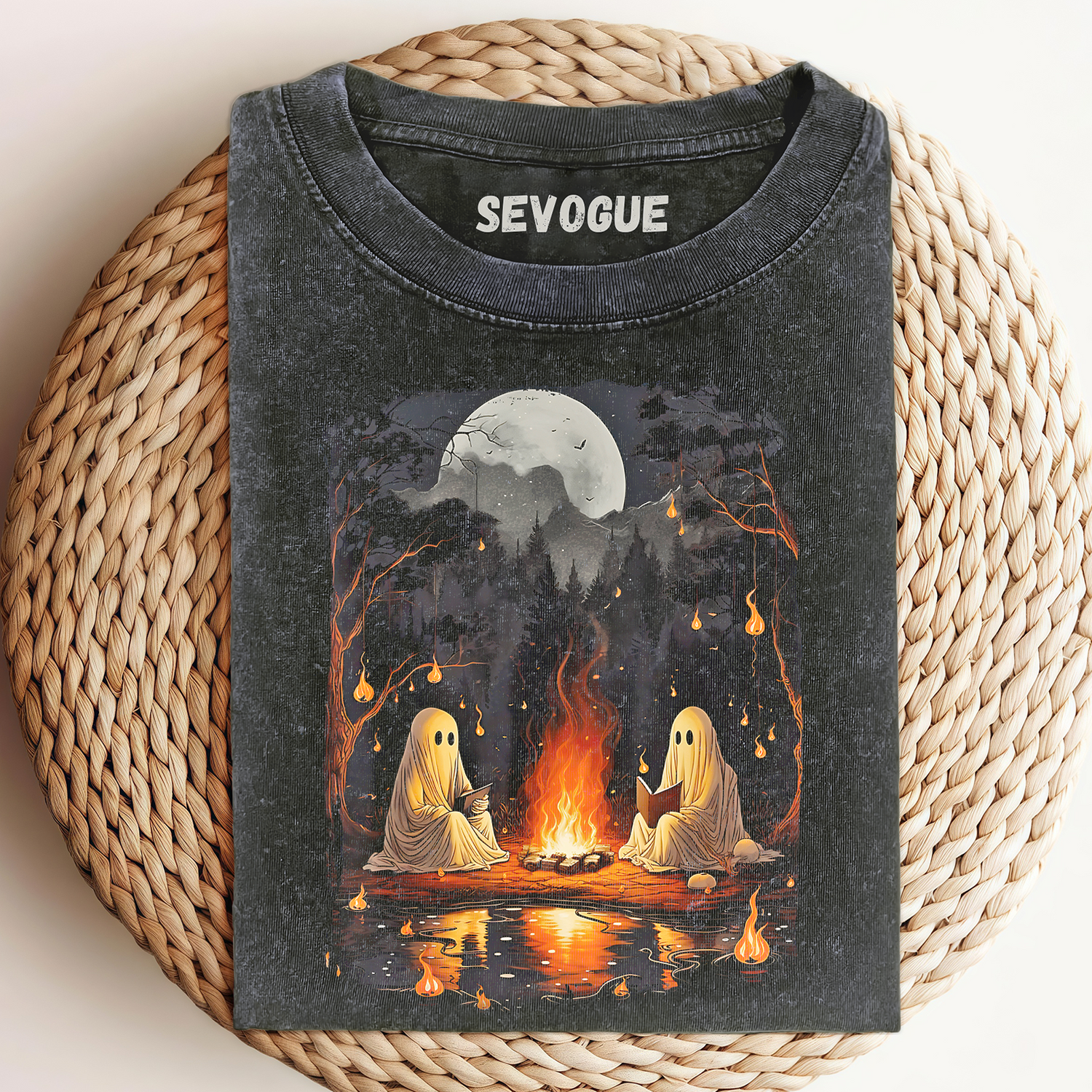 Comfort Colors Camping Halloween Ghost Reading Book Unisex Tee, Sweatshirt & Hoodie