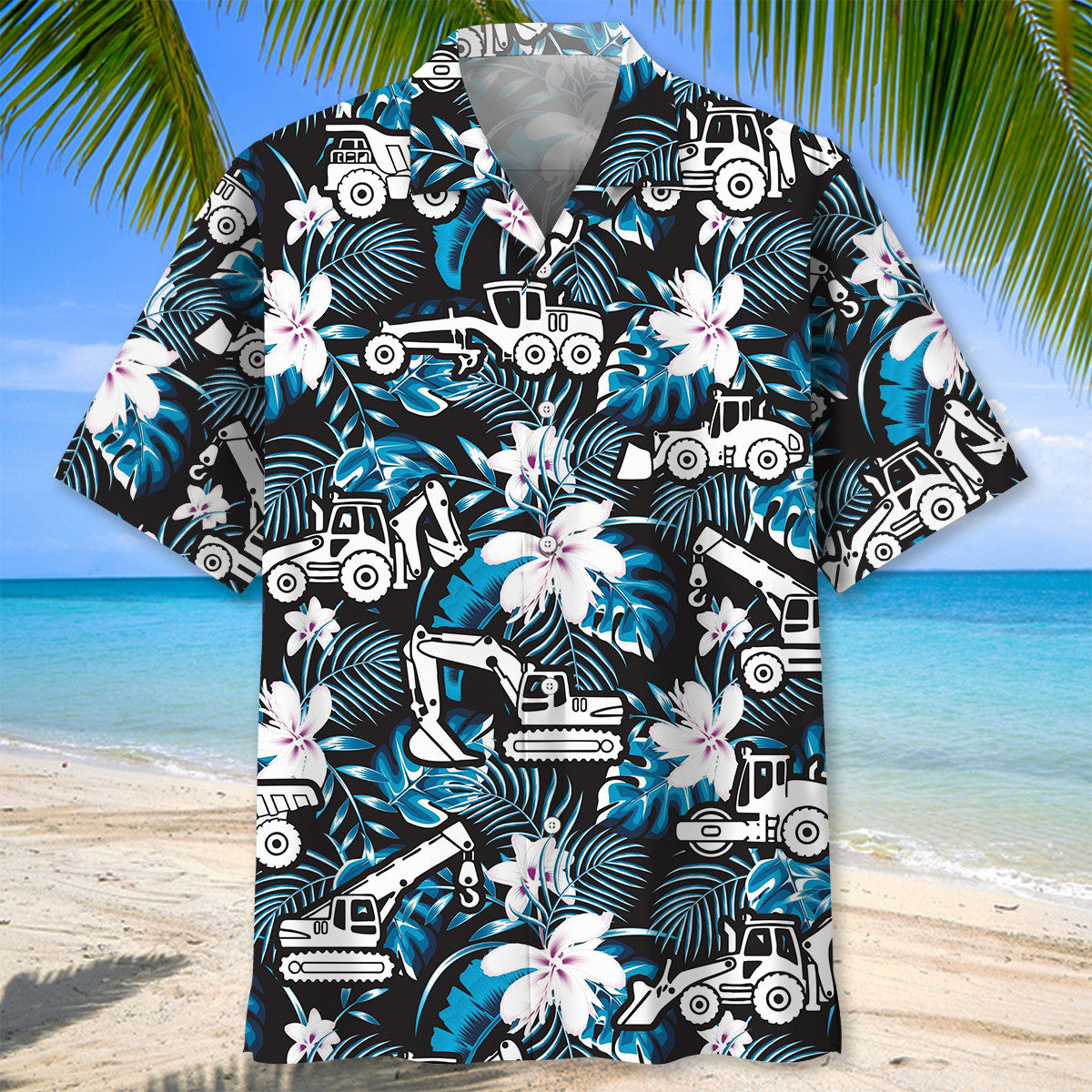 Construction Dad Vehicles Funny Hawaiian Shirt