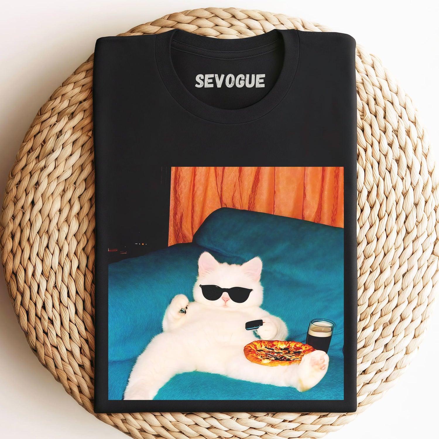 Cool Kitten Eating Pizza Unisex Tee, Sweatshirt & Hoodie
