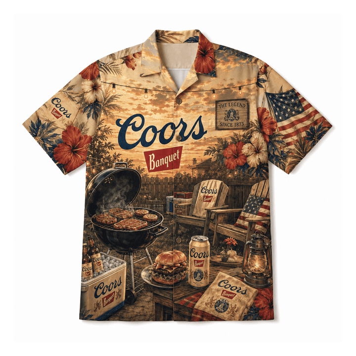 Coors Banquet Backyard BBQ Hawaiian Shirt