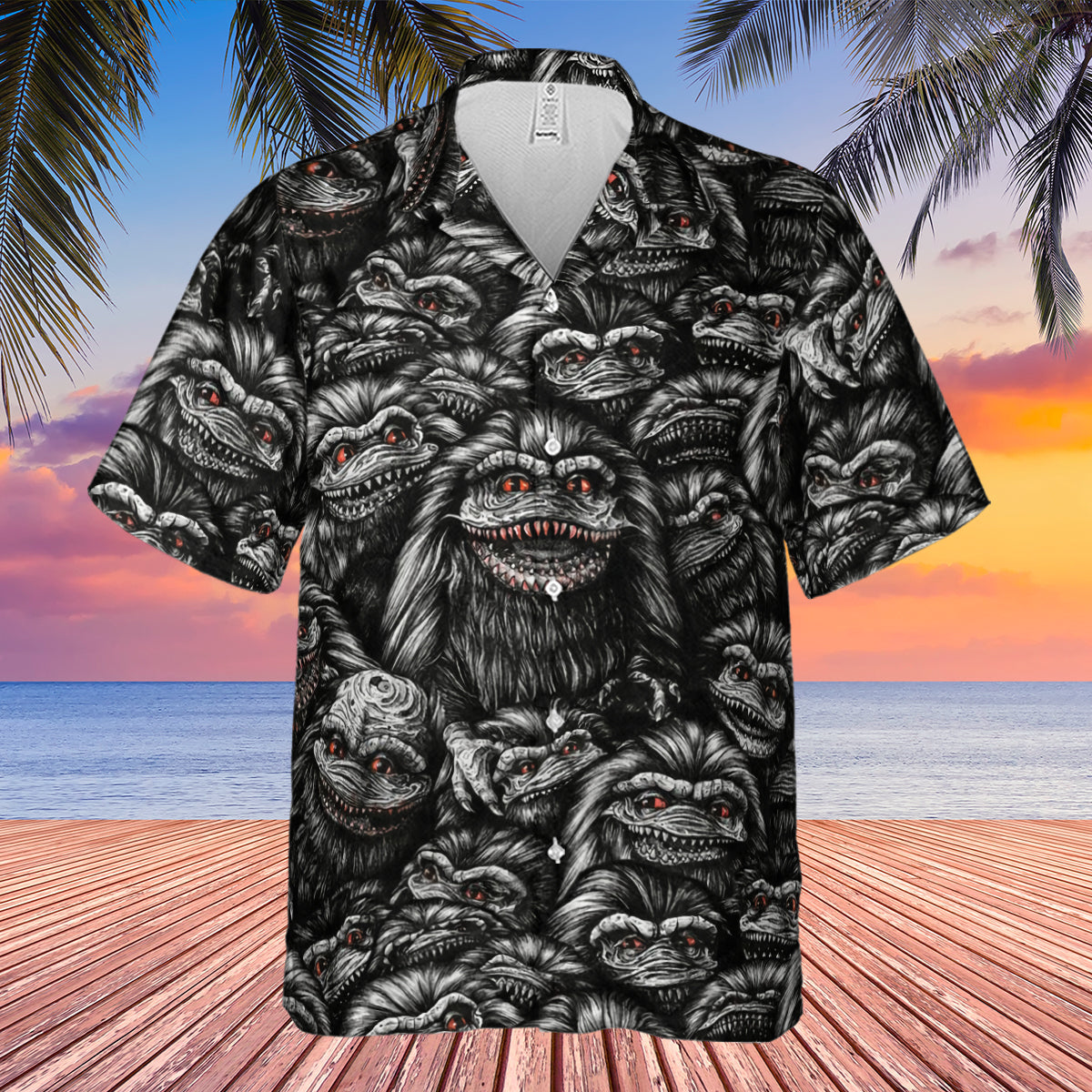 Critters Pattern Halloween Hawaiian Shirt