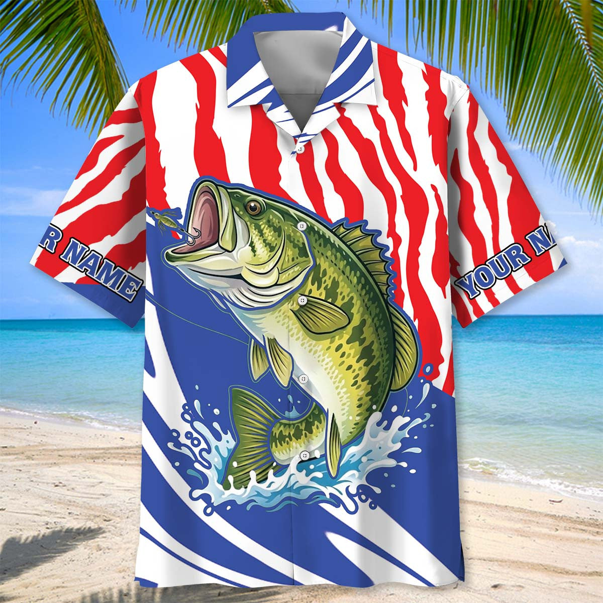 Custom Name Bass Fishing Team Hawaiian Shirt