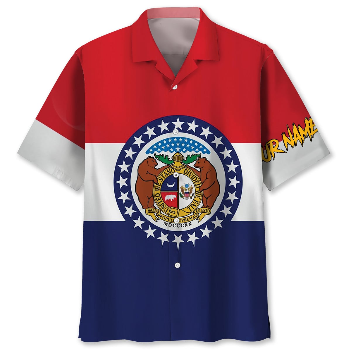 Custom Name Missouri US State Fishing Hook Hawaiian Shirt
