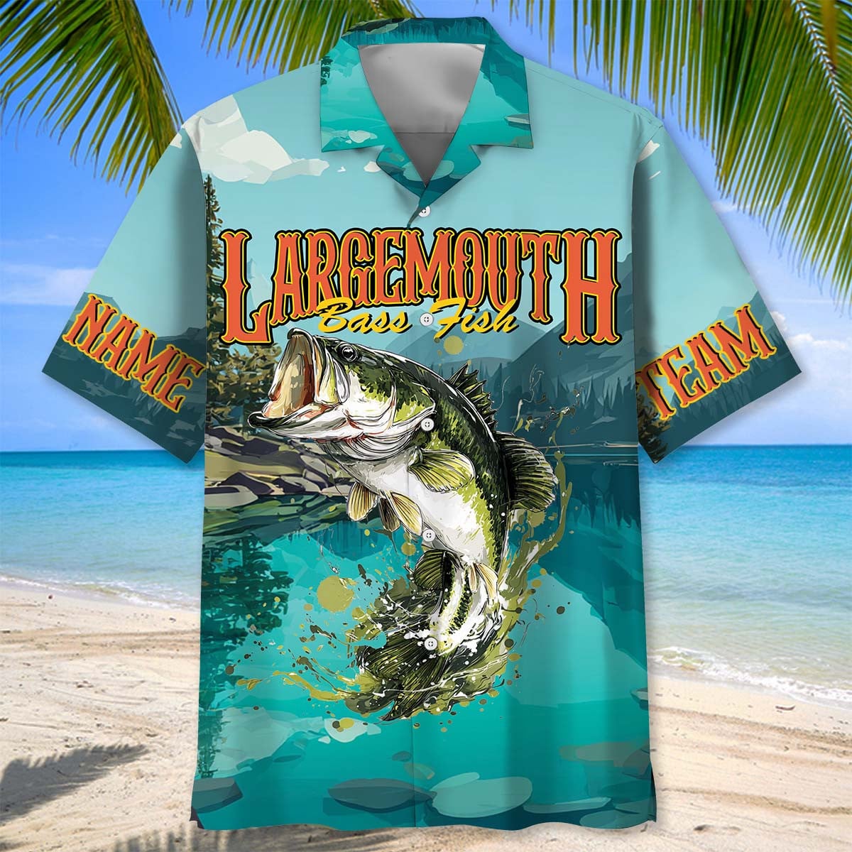 Custom Name Retro Largemouth Bass Fishing Hawaiian Shirt