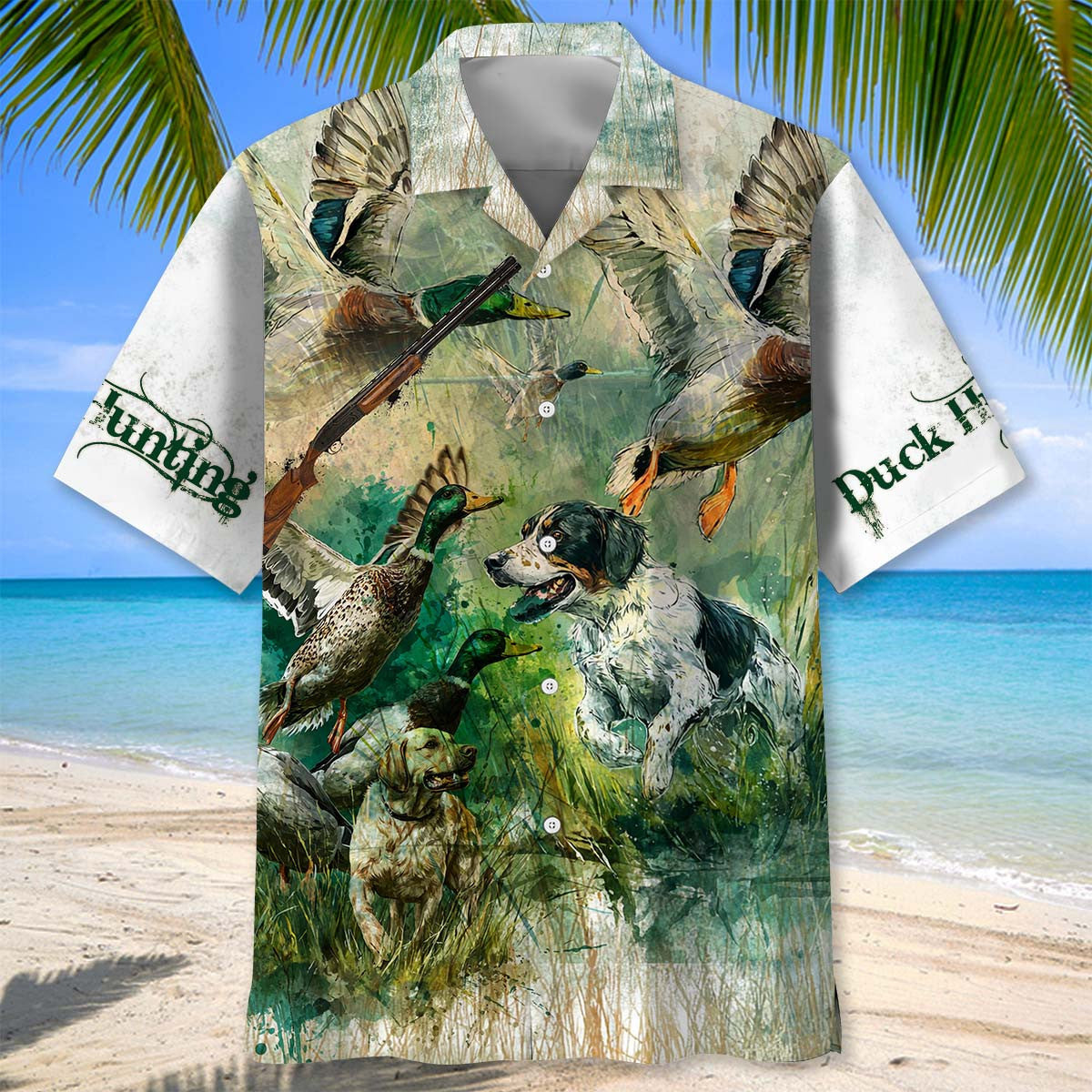 Custom Name Vintage Watercolor Art Duck Hunter Hawaiian Shirt