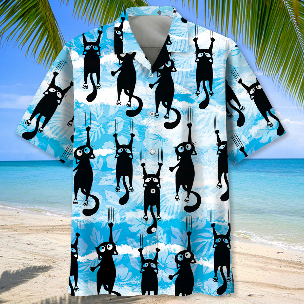Cute Cat Hibiscus Hawaiian Shirt
