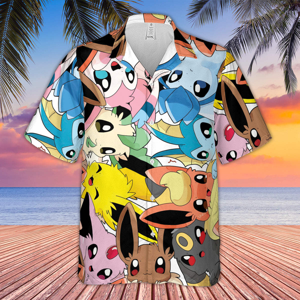 Cute Eevee Evolution Pokemon Hawaiian Shirt